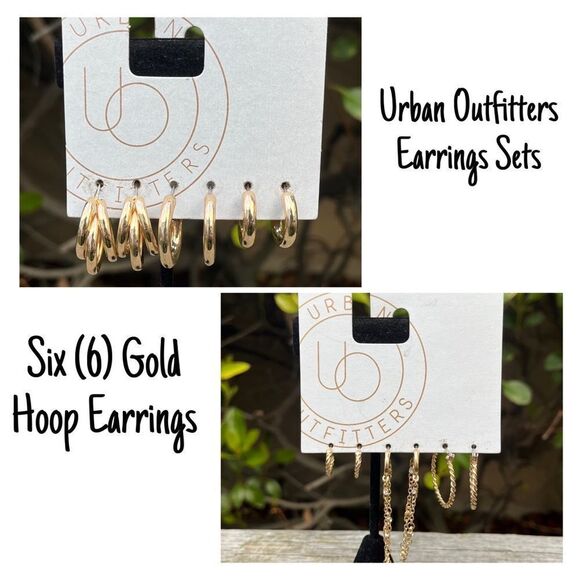 NWT New Urban Outfitters UO Gold Hoop Earring Sets Six (6) Earrings - Picture 1 of 7
